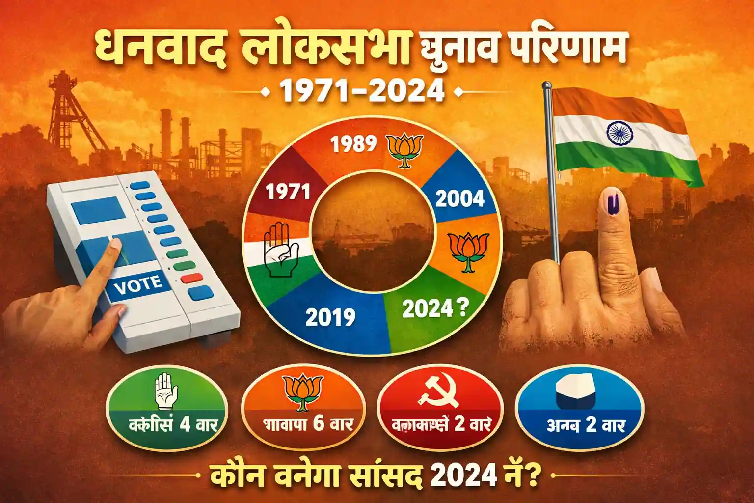 Dhanbad Lok Sabha Election Results from 1971-2024